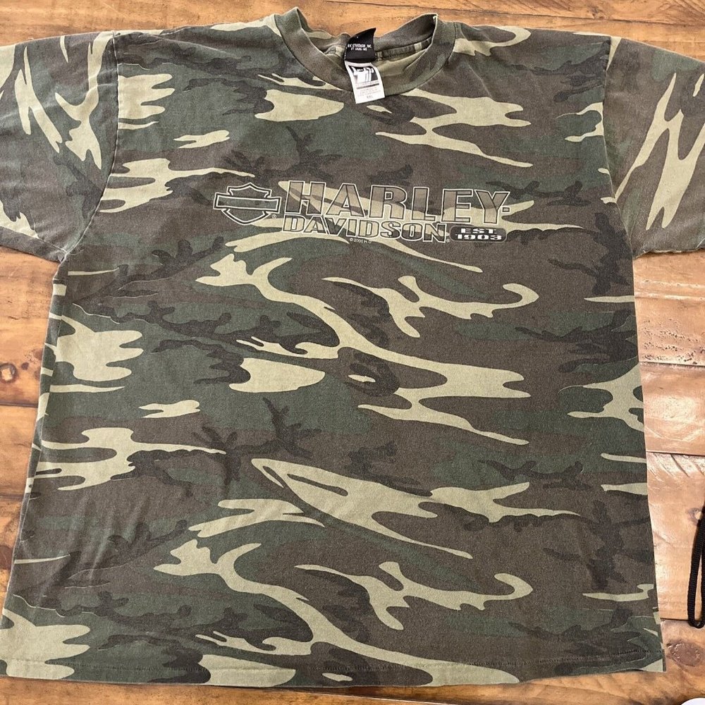 Vintage Harley-Davidson Camo T Shirt Size XXL